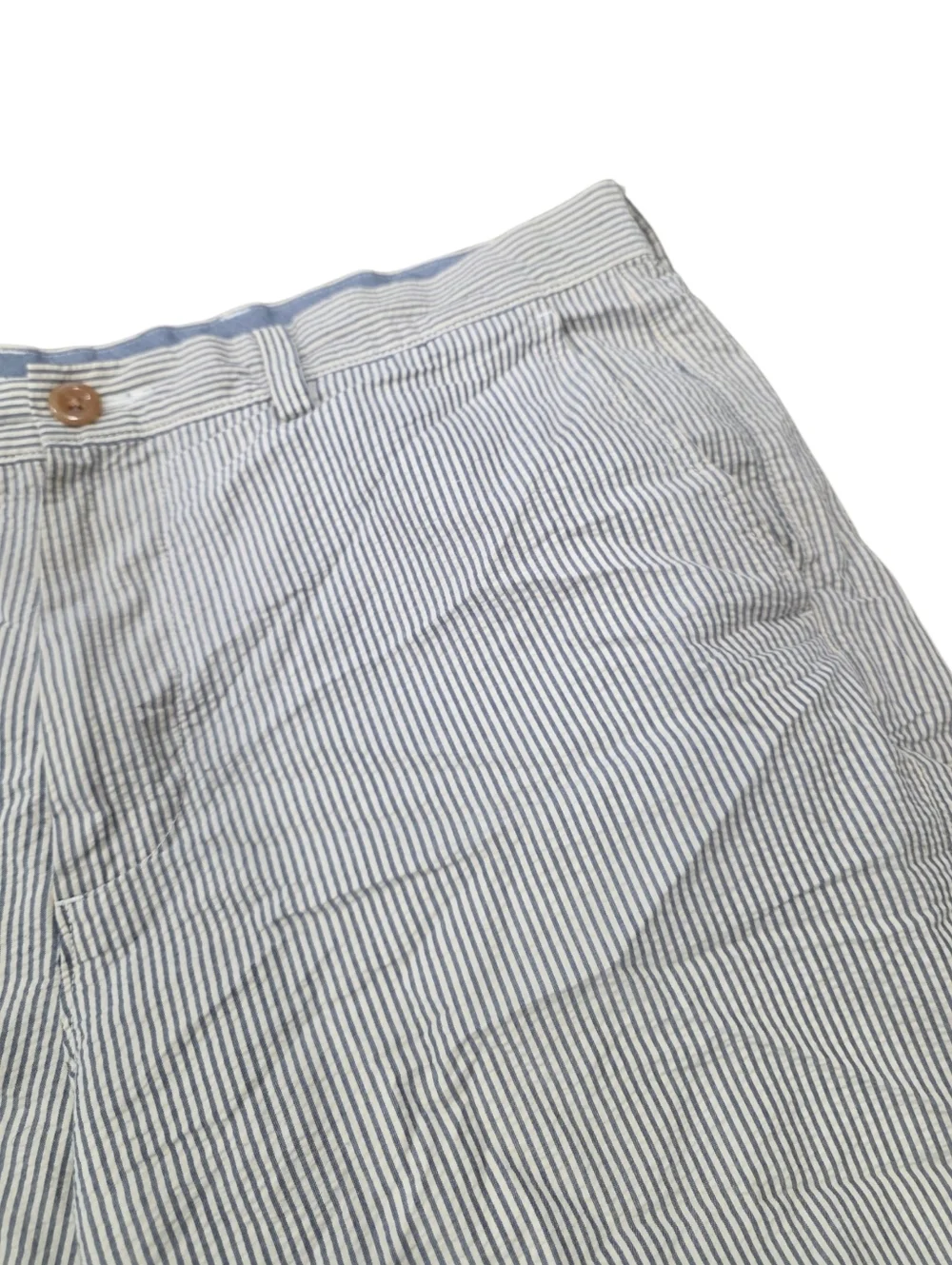 J. Crew Blue and White Seersucker Flat Front Cotton Club Shorts 34